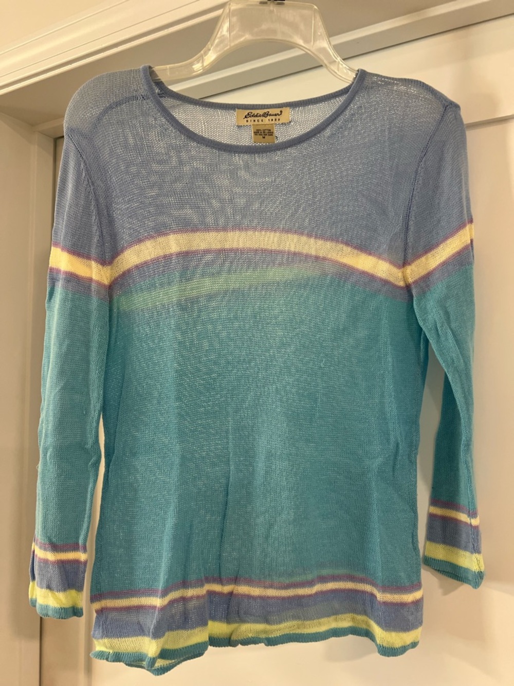 Eddie Bauer Light Blue Sheer Knit Top